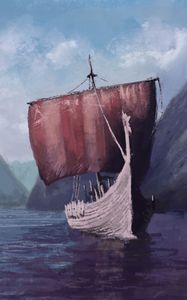 Preview wallpaper drakkar, ship, sail, sea, art