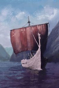 Preview wallpaper drakkar, ship, sail, sea, art