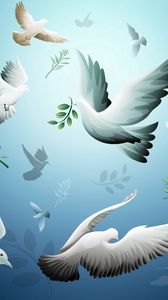 Preview wallpaper drawing, bird, dove, flying