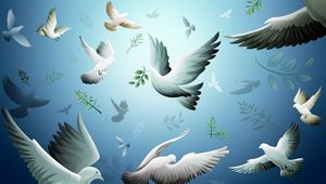 Preview wallpaper drawing, bird, dove, flying