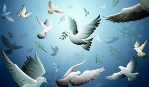 Preview wallpaper drawing, bird, dove, flying