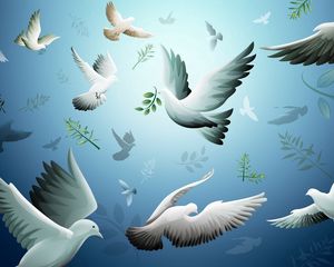 Preview wallpaper drawing, bird, dove, flying