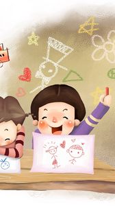 Preview wallpaper drawing, children, childhood, fantasy, laughter