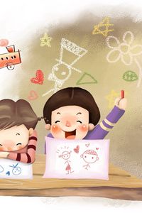 Preview wallpaper drawing, children, childhood, fantasy, laughter