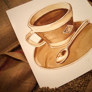 Preview wallpaper drawing, cup, coffee, coffee beans