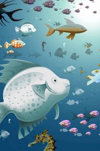 Preview wallpaper drawing, fish, underwater