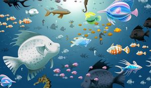 Preview wallpaper drawing, fish, underwater