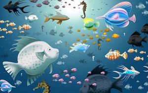 Preview wallpaper drawing, fish, underwater