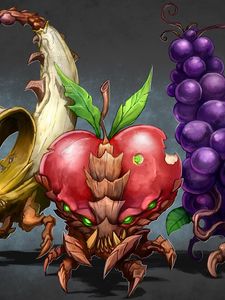 Preview wallpaper drawing, fruits, grapes, apple, banana