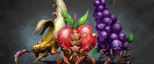 Preview wallpaper drawing, fruits, grapes, apple, banana