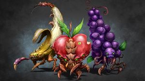 Preview wallpaper drawing, fruits, grapes, apple, banana