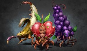 Preview wallpaper drawing, fruits, grapes, apple, banana