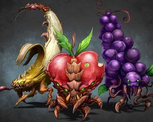 Preview wallpaper drawing, fruits, grapes, apple, banana