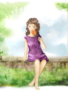 Preview wallpaper drawing, girl, summer