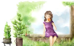 Preview wallpaper drawing, girl, summer