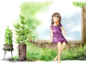 Preview wallpaper drawing, girl, summer