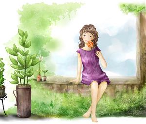 Preview wallpaper drawing, girl, summer