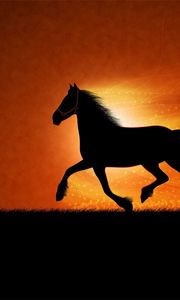 Preview wallpaper drawing, horse, night, shadow