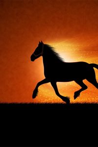 Preview wallpaper drawing, horse, night, shadow