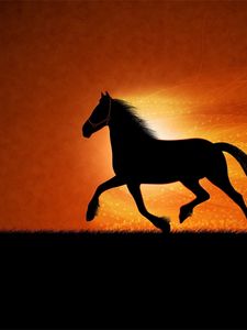 Preview wallpaper drawing, horse, night, shadow