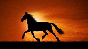 Preview wallpaper drawing, horse, night, shadow