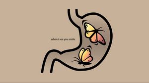 Preview wallpaper drawing, lettering, when i see you smile, kidney, organ, butterflies