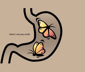 Preview wallpaper drawing, lettering, when i see you smile, kidney, organ, butterflies