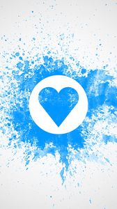Preview wallpaper drawing on wall, chalk, blue, white, heart, love, feelings