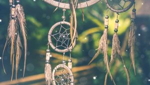 Preview wallpaper dreamcatcher, amulet, feathers, glare