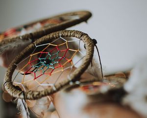 Preview wallpaper dreamcatcher, feathers, decoration, close-up