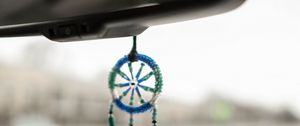 Preview wallpaper dreamcatcher, mascot, mirror, car, map