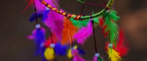 Preview wallpaper dreamcatcher, multi-color, feathers, bright