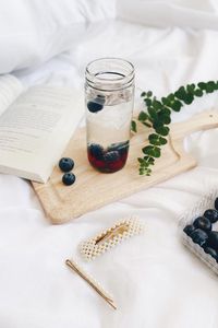 Preview wallpaper drink, berries, book, aesthetics
