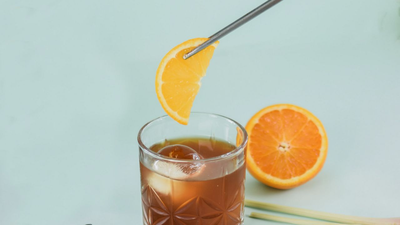 Wallpaper drink, glass, orange, ice, slice