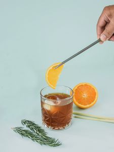 Preview wallpaper drink, glass, orange, ice, slice