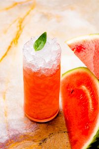Preview wallpaper drink, glass, watermelon, ice, mint