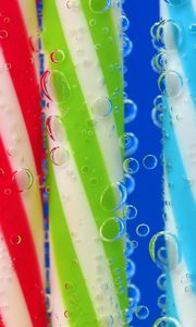 Preview wallpaper drinking straw, drops, close-up, colorful