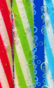 Preview wallpaper drinking straw, drops, close-up, colorful