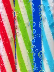 Preview wallpaper drinking straw, drops, close-up, colorful