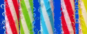 Preview wallpaper drinking straw, drops, close-up, colorful