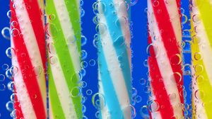 Preview wallpaper drinking straw, drops, close-up, colorful