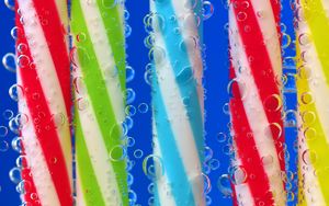 Preview wallpaper drinking straw, drops, close-up, colorful