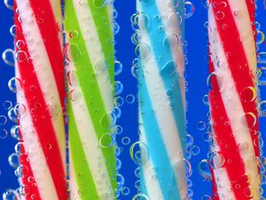 Preview wallpaper drinking straw, drops, close-up, colorful