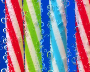 Preview wallpaper drinking straw, drops, close-up, colorful