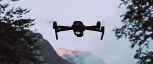 Preview wallpaper drone, quadrocopter, mountains, dusk, landscape