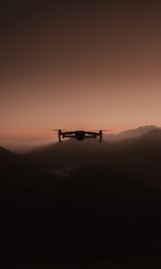 Preview wallpaper drone, silhouette, dusk, dark