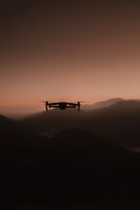 Preview wallpaper drone, silhouette, dusk, dark