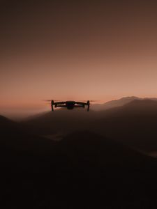 Preview wallpaper drone, silhouette, dusk, dark