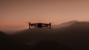 Preview wallpaper drone, silhouette, dusk, dark