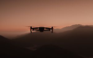 Preview wallpaper drone, silhouette, dusk, dark